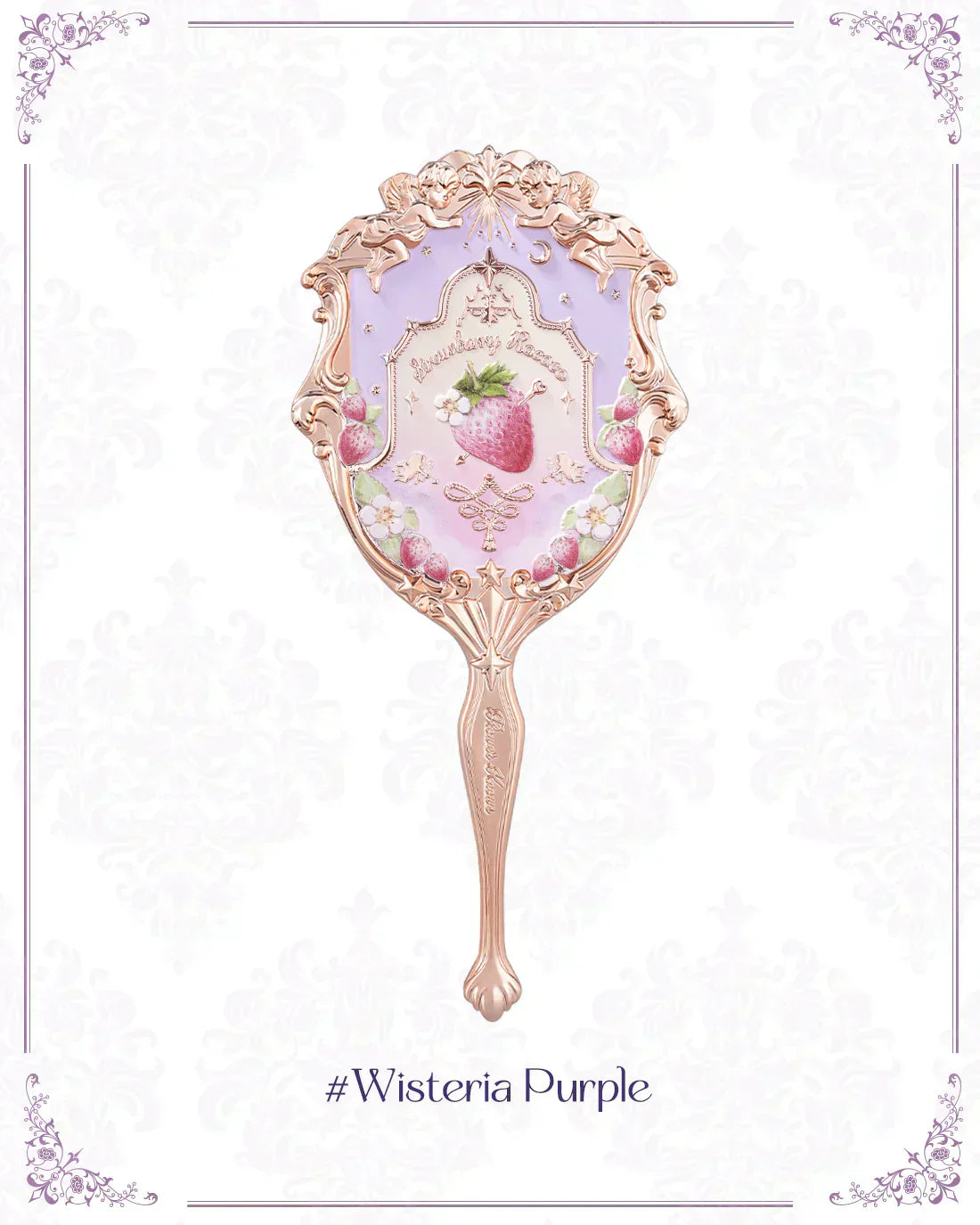 Flower Knows - Violet Strawberry Rococo Hand Mirror