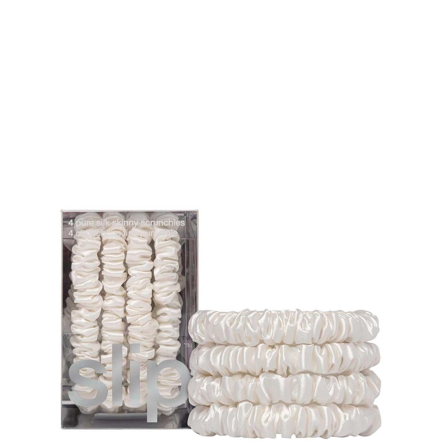 Slip Pure Silk Skinny Scrunchies - White