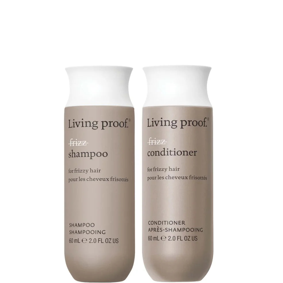 Living Proof No Frizz Shampoo and Conditioner Travel Size Bundle for Frizz Control, Smoothness and Shine