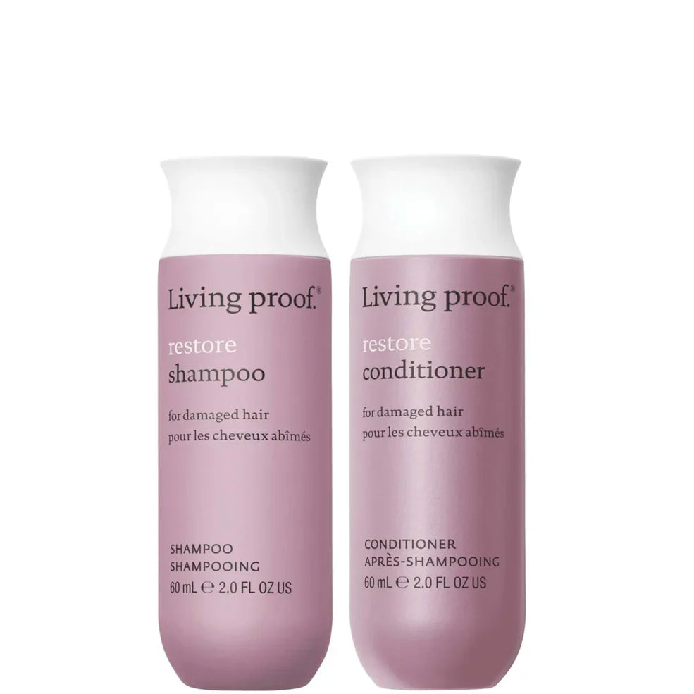 Living Proof Restore Shampoo and Conditioner Travel Size Bundle for Damage Repair, Strengthening and Shine