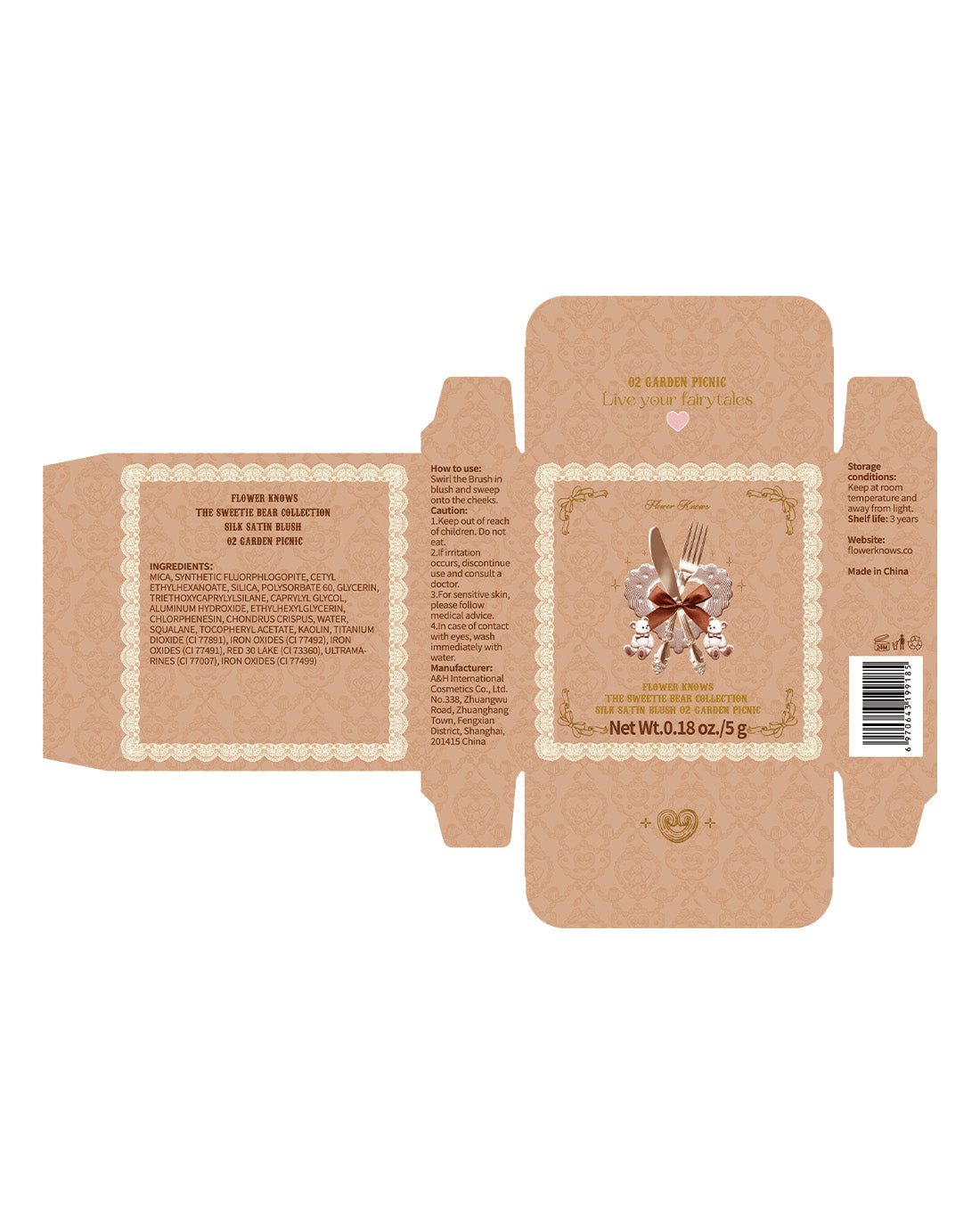 The Sweetie Bear Silk Satin Blush