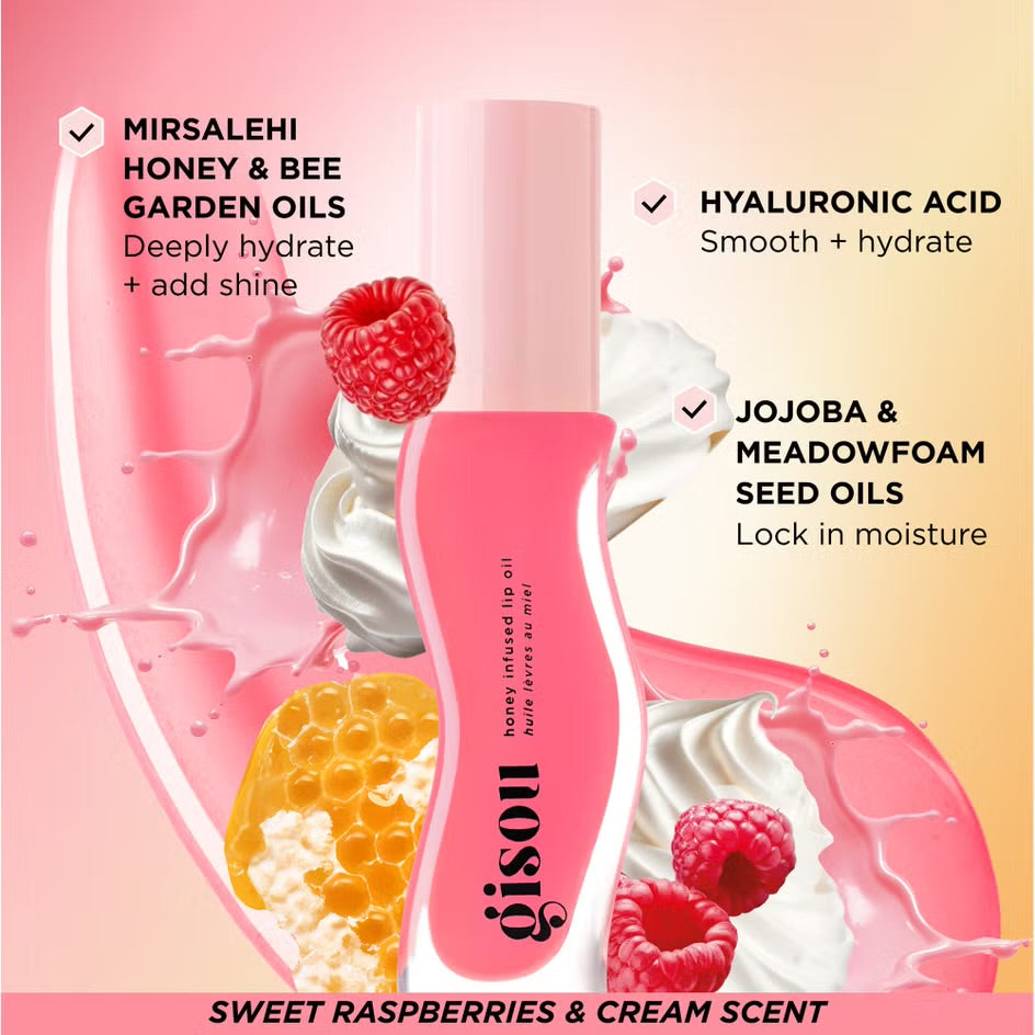 Gisou – Mit Honig angereichertes Lippenöl, 8 ml, Himbeerwirbel
