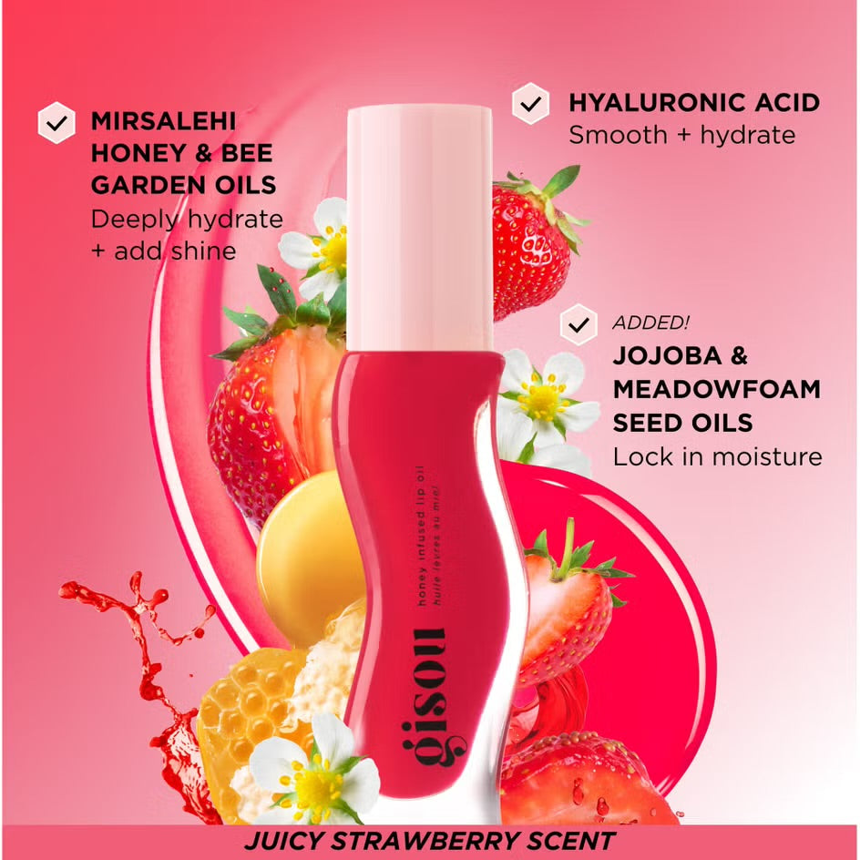 Gisou – Mit Honig angereichertes Lippenöl – Erdbeersorbet, 8 ml
