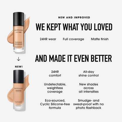 bareMinerals Barepro 24Hr Matte Comfort Liquid Foundation Mineral Spf20 30ml (various shades)