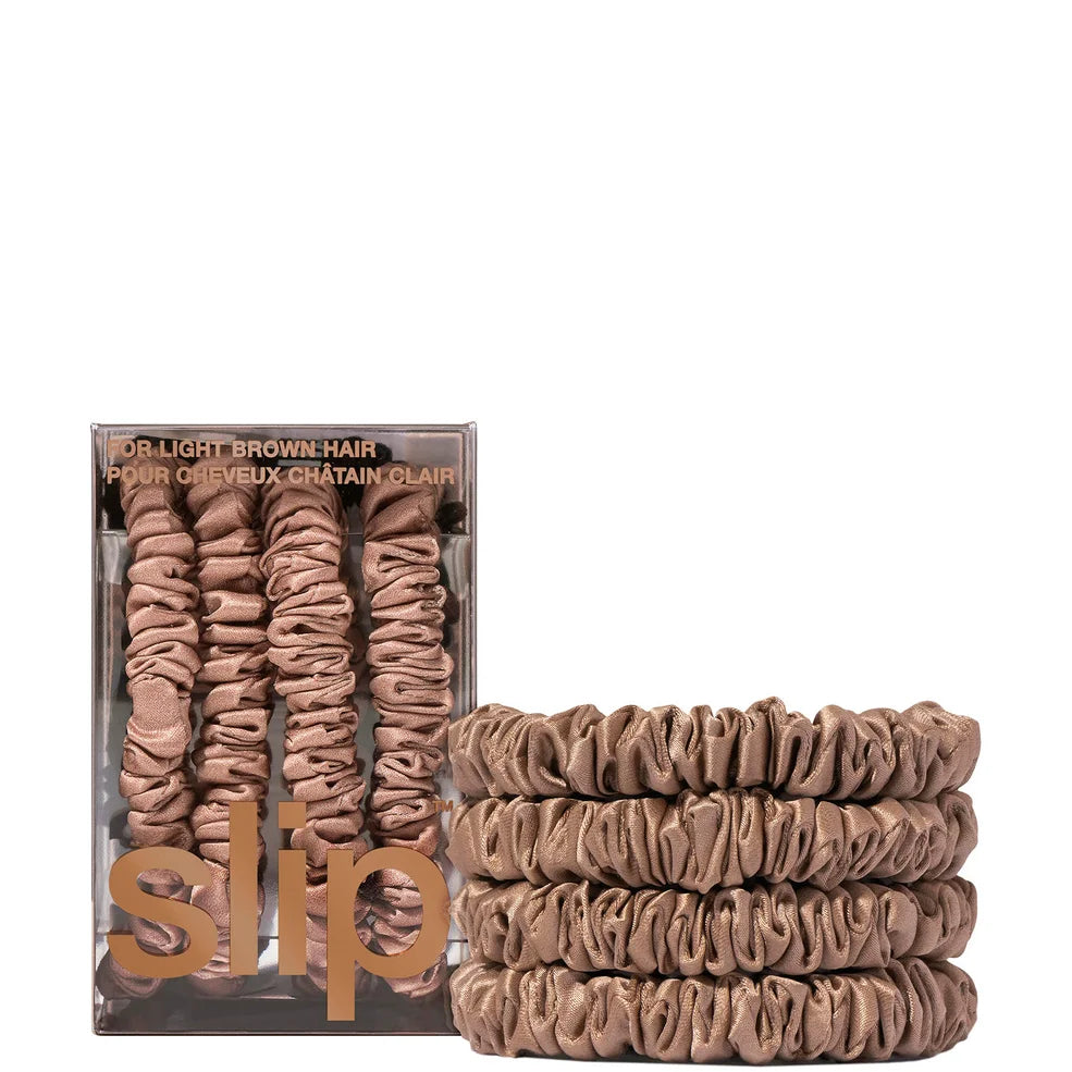 Slip Pure Silk Skinny Scrunchies - Light Brown