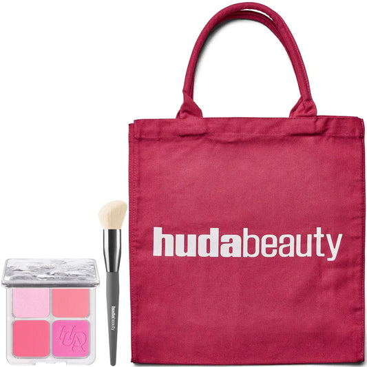 HUDA BEAUTY Blush & Glow Essentials Bundle and Tote Bag (Various Shades)