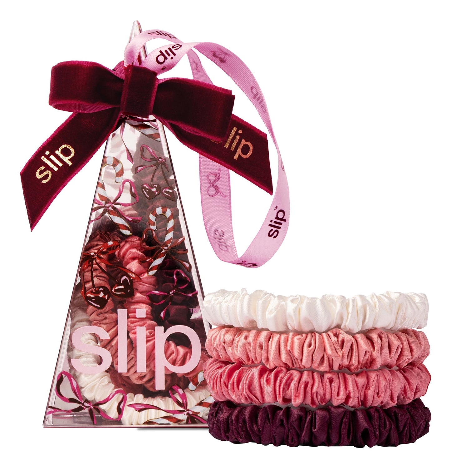 Slip Pure Silk Skinny Scrunchie Ornament - Candy Cane