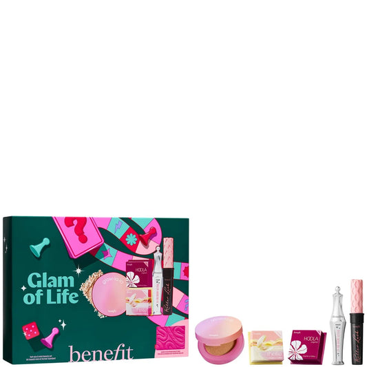 benefit Glam of Life Mascara, Brow and Cheek 5-piece Makeup Gift Set, with Limited Edition Beauty Bag