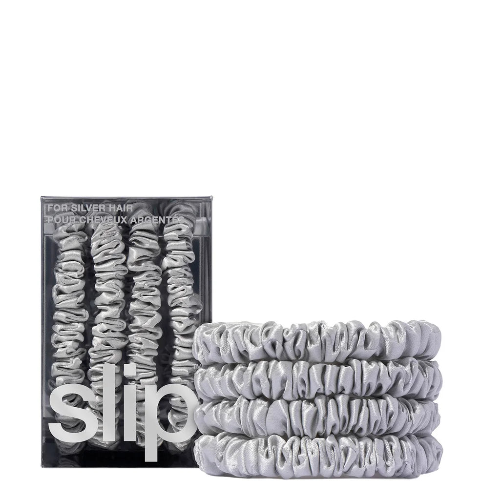 Slip Pure Silk Skinny Scrunchies - Silver