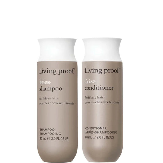 Living Proof No Frizz Shampoo and Conditioner Travel Size Bundle for Frizz Control, Smoothness and Shine
