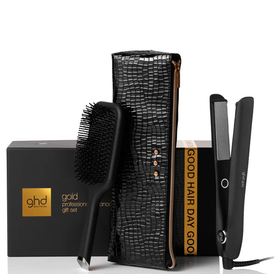ghd Gold Styler gift set with detangling comb and styler bag
